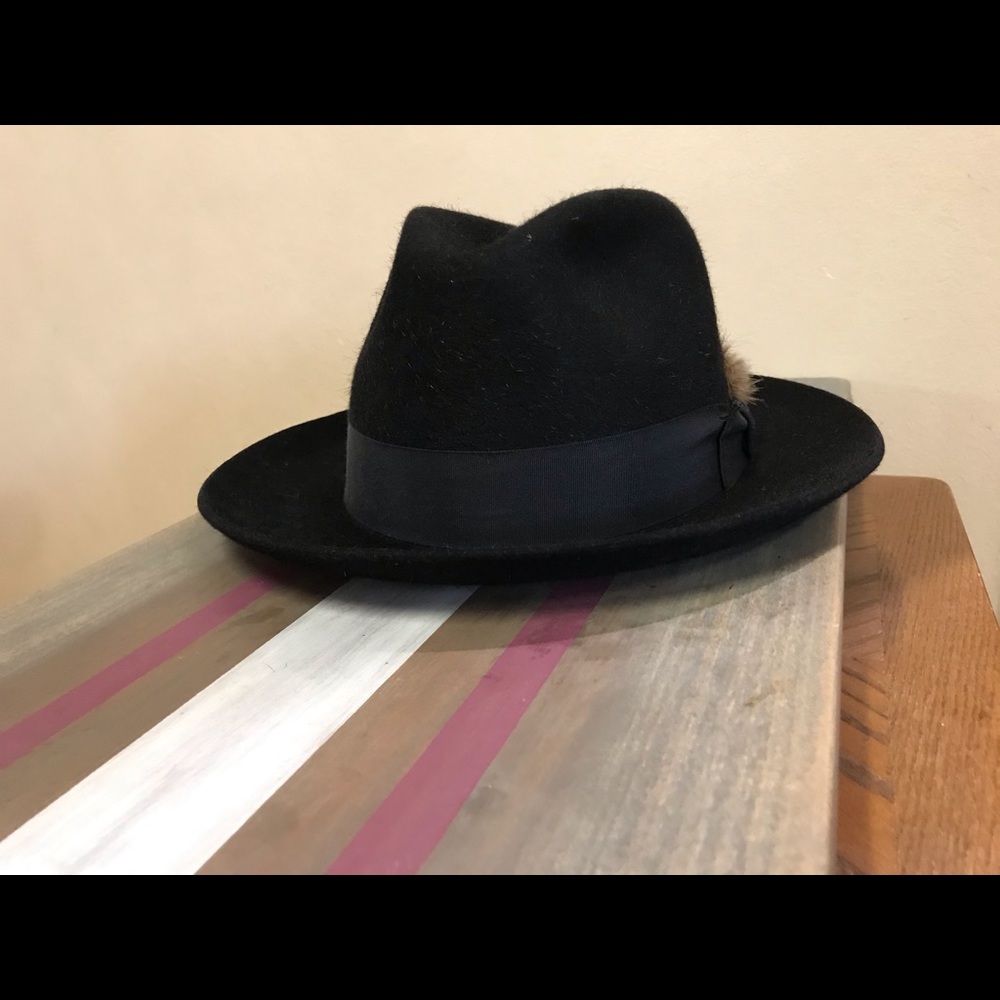 Stetson Hat Firenze 7-1/2 R Black Oval 23/8 Brim